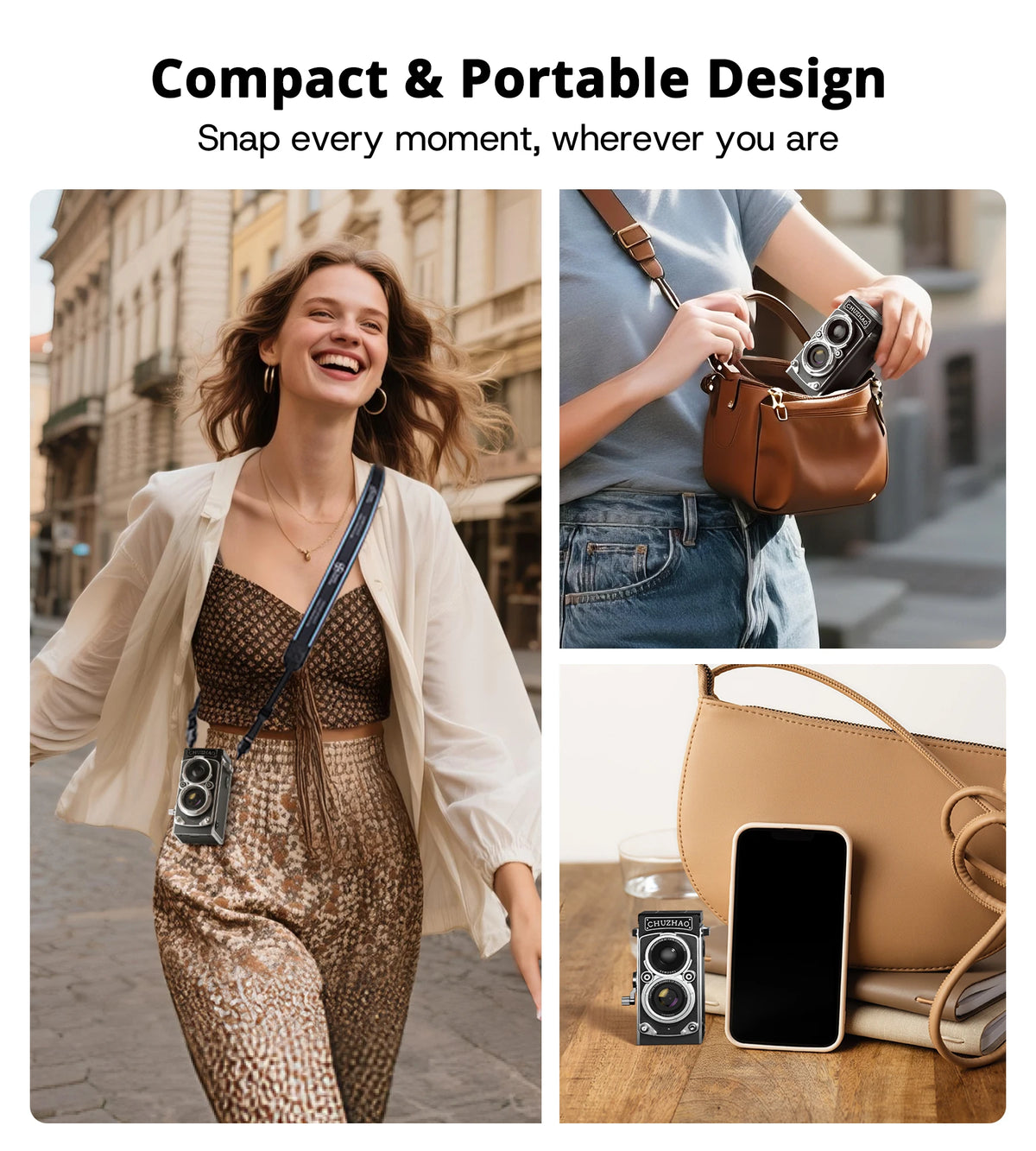 CHUZHAO Mini Retro Digital Camera with 1.54Inch Screen 1080P Video 12MP Photos Compact Vintage Portable for Birthday Gift